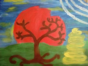 How Creativity Reduces Stress - My Painting "Red Moon"