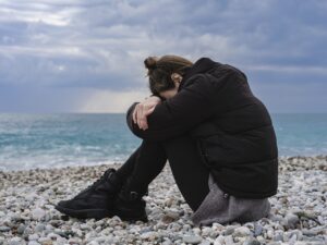 Woman sad and stressed