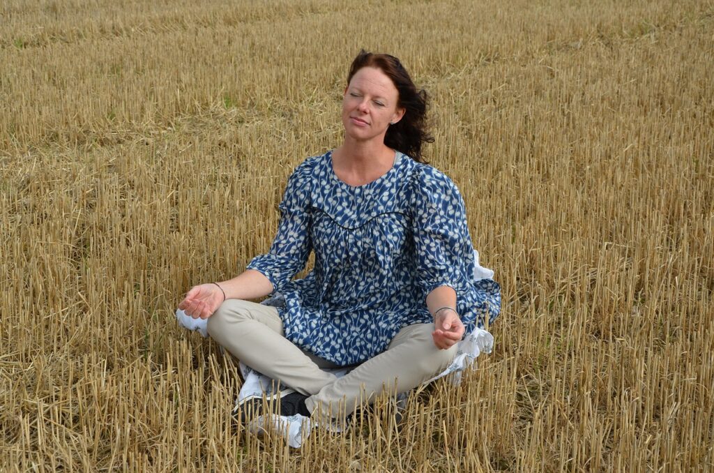 Woman meditation outside