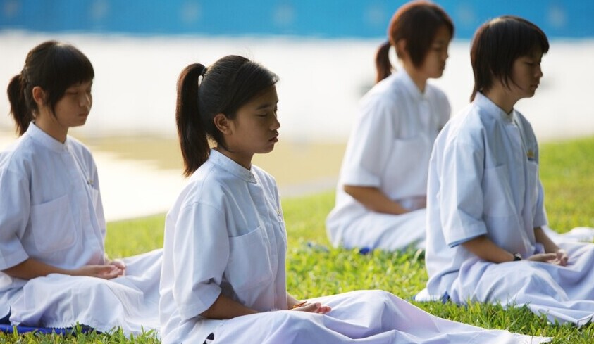 School Children Meditating