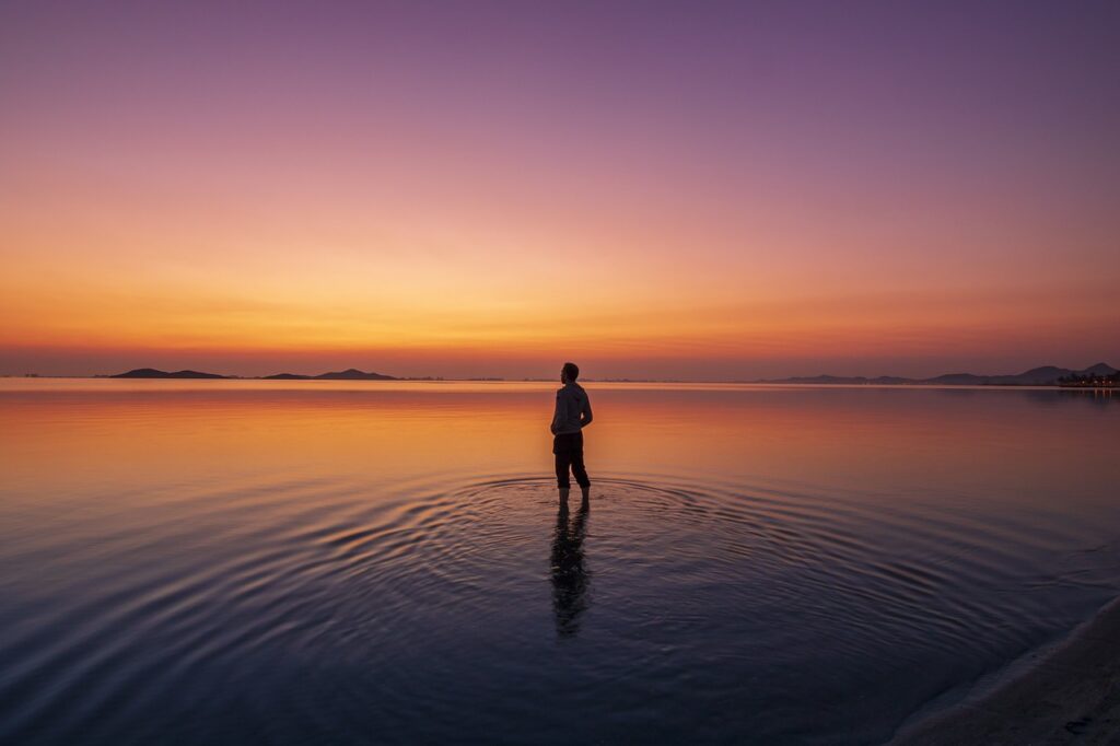 Sunset and Man Alone